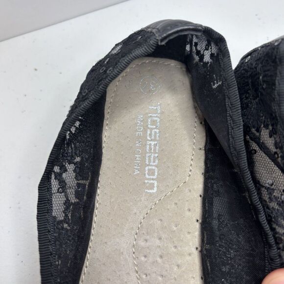 Tiosebon Lace Black Florals Sequin Espadrilles Flats Slip Ons Comfy Womens NWOB - Picture 7 of 7